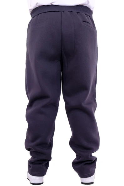 Mode XL Büyük Beden Erkek 3 İplik Eşofman Altı Fermuarlı Düz Paça 22507 Füme - Resim 4