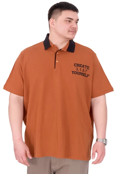 Mode XL Büyük Beden Erkek T-Shirt Polo Yaka YOURSELF U25310 Tarçın ürün görseli