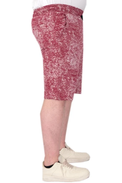 Mode XL Büyük Beden Erkek Şort Aşındırma Baskı 20037s Bordo - 2