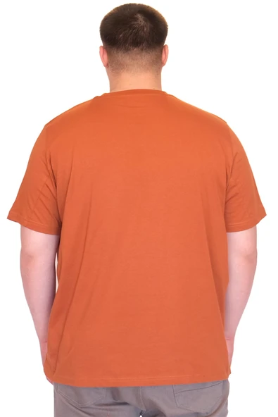 Mode XL Büyük Beden Erkek T-Shirt Bisiklet Yaka FAULTLESS Basklılı U25011 Tarçın - Resim 3