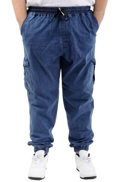 Mode XL Büyük Beden Erkek Kot Jogger Kargo Cepli TORONTO 23917 Mavi ürün görseli 1