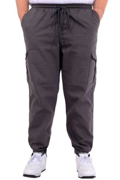 Mode XL Büyük Beden Erkek Gabardin Kargo Jogger Doga 21927 Antrasit ürün görseli 1