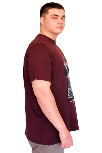 Mode XL Büyük Beden Erkek T-Shirt Bisiklet Yaka CHILL OUT Baskılı U25008 Mürüdm - Resim 2