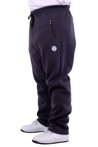 Mode XL Büyük Beden Erkek 3 İplik Eşofman Altı Fermuarlı Düz Paça 22507 Füme - Resim 2