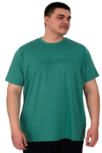 Mode XL Büyük Beden Erkek T-Shirt Bisiklet Yaka Reseve U25017 Çağla ürün görseli