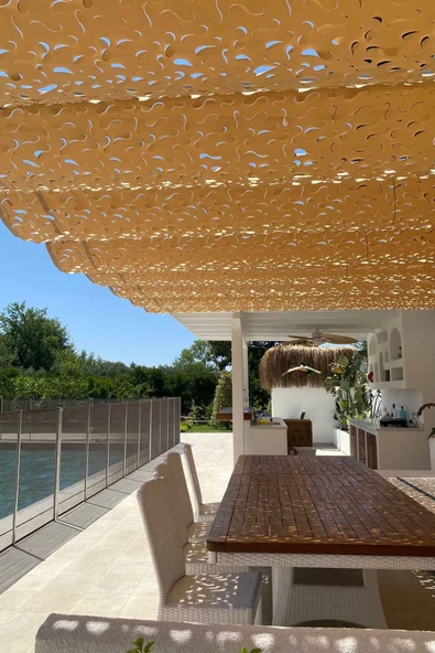 sizenelazım 1.5m X 8.5m Teleskopik Açılıp-kapanabilir Gölgelik Tente Sistemi Dalgalı Kamuflaj Desen Pergole - Resim 4