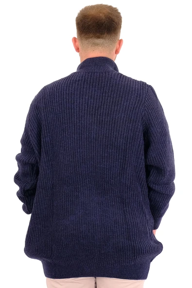 Mode XL Büyük Beden Erkek Örme Desenli Hırka RAİL 24210 Lacivert - 4