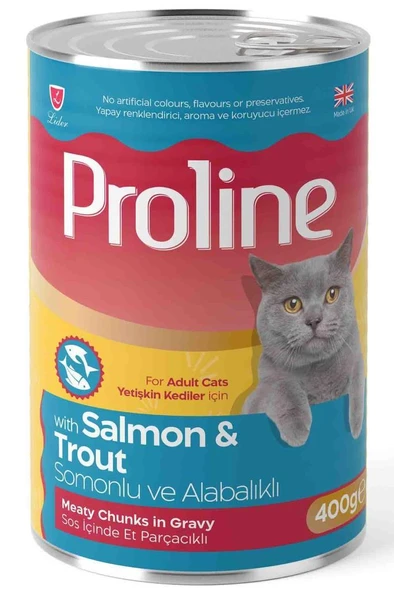 Proline Sos İçinde Parça Somonlu ve Alabalıklı Yetişkin Kedi Konservesi 400gr ürün görseli 1