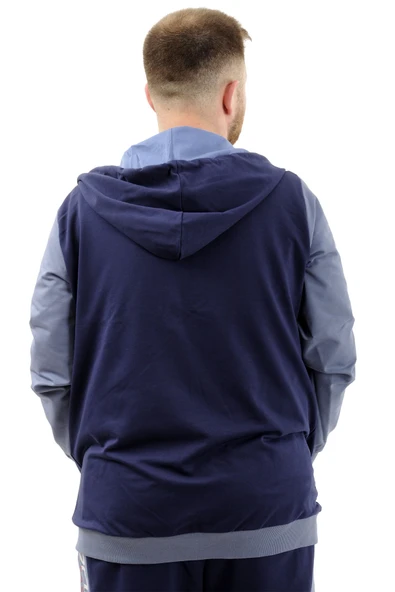 Mode XL Büyük Beden Erkek Eşofman Üstü Fermuarlı Kapüşonlu SPORT U24523 İndigo - Resim 5