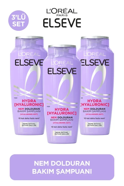Elseve Hydra hyaluronic Nem Dolduran Şampuan 300 Ml 3'lü Set ürün görseli 1