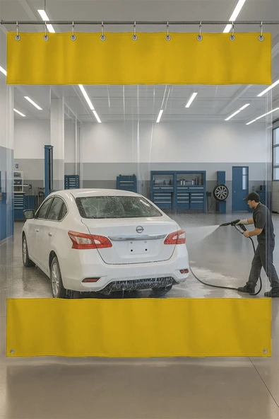 sizenelazım 0.80mm Şeffaf Oto Servis ve Yıkama Ara Bölme Perdesi 12 Renk Yükseklik 250 cm x Genişlik 10 mt ürün görseli