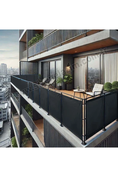 sizenelazım 150cm x 9.5m  Siyah PVC Su Geçirmez Balkon Demiri Korkuluk Çit Branda ürün görseli