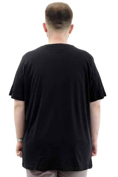 Mode XL Büyük Beden Erkek Tişört Baskılı Bisiklet Yaka Yumuşak Dokulu U24083 Siyah - Resim 4