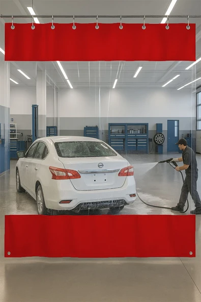 sizenelazım 0.80mm Şeffaf Oto Servis ve Yıkama Ara Bölme Perdesi 12 Renk Yükseklik 300 cm x Genişlik 700 cm ürün görseli