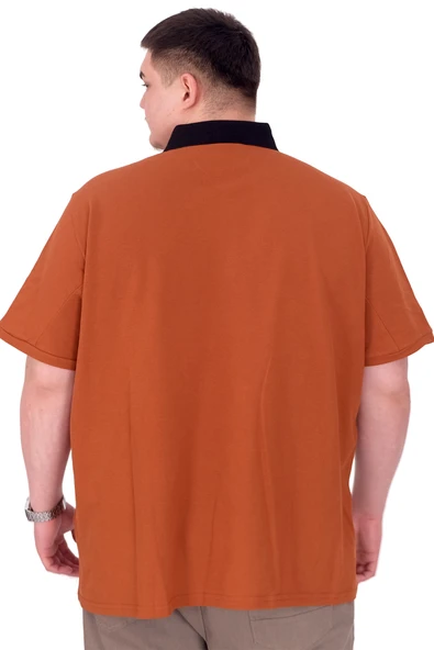 Mode XL Büyük Beden Erkek T-Shirt Polo Yaka YOURSELF U25310 Tarçın - Resim 3