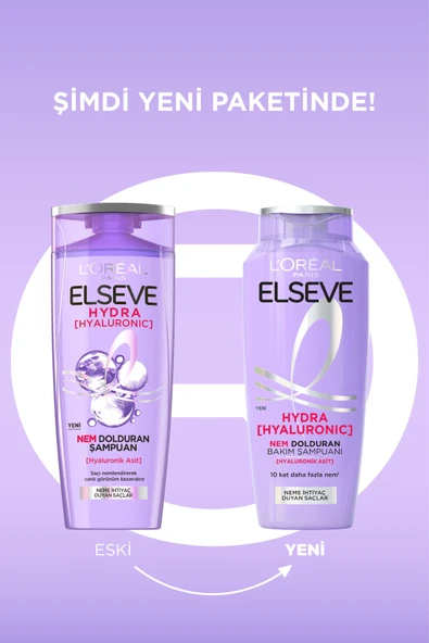 Elseve Hydra hyaluronic Nem Dolduran Şampuan 300 Ml 3'lü Set - Resim 7