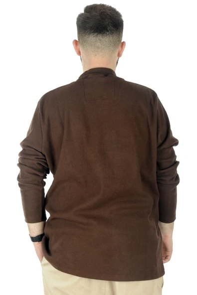 Mode XL Büyük Beden Uzun Kol Yarım Balıkçı Kazak 22558 Sütlü Kahve - 3