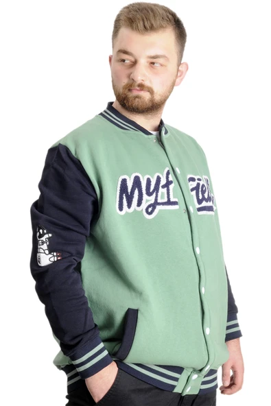 Mode XL Büyük Beden Erkek Kolej Mont My Field 23626 Çağla - 3