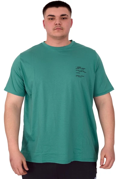 Mode XL Büyük Beden Erkek T-Shirt Bisiklet Yaka Space U25018 Çağla ürün görseli