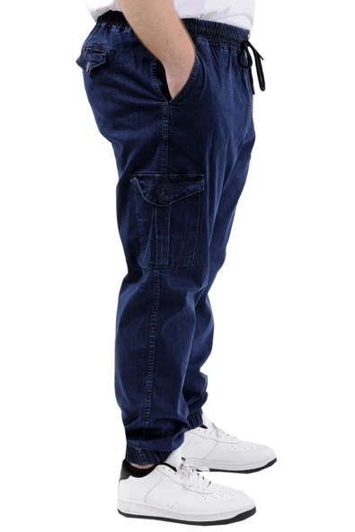Mode XL Büyük Beden Erkek Kot Jogger Kargo Cepli TORONTO 23917 Lacivert - 4