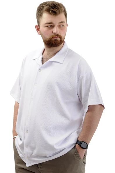 Mode XL Büyük Beden Erkek Gömlek Apas Yaka JAKAR U24380 Beyaz - 2