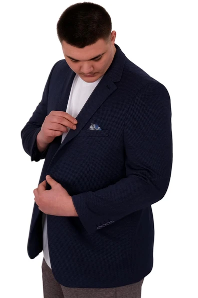 Mode XL Büyük Beden Erkek Ceket Blazer Diago 23027 Indigo - 5