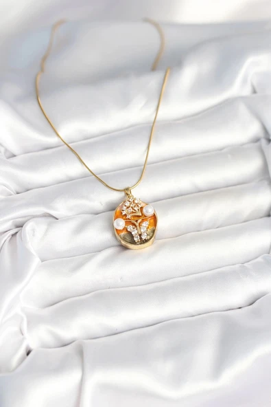 pilelistore 316L Çelik Zincir Kelebek Model Sanatsal Portre Kadın Kolye - TJ-BKO10594 - Resim 2