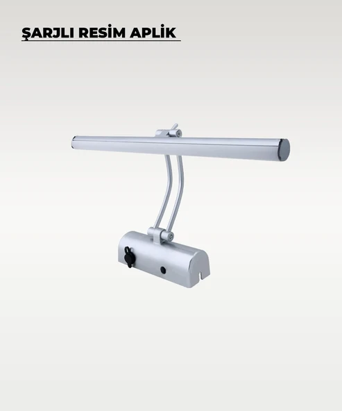 Şarjlı Krom Flüt Aplik 3200K Sarı Işık – Elektrik Gerektirmez - Resim 3