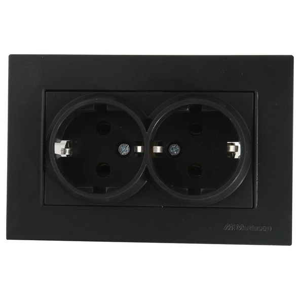 RİTA SİYAH ÇERÇEVELİ İKİLİ TOPRAKLI PRİZ ürün görseli 1