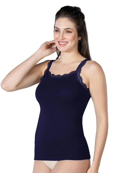 LACİVERT  MI Emay 1411 Modal Cotton Dantelli Atlet ürün görseli 1