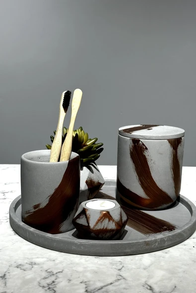 Rose Antrasit Beton Banyo Seti - Resim 3