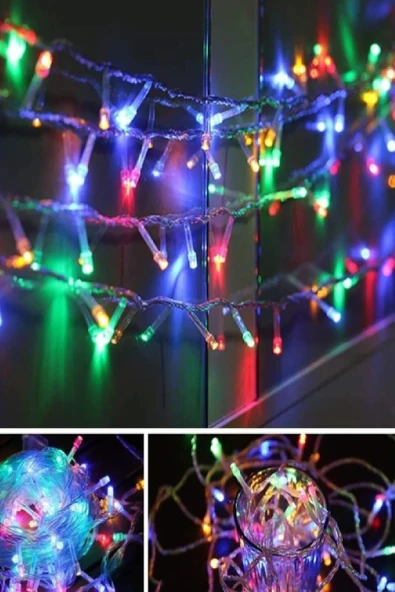 RGB Led Işık Yılbaşı Parti süs Dekoratif Led Eklemeli Fişli Yılbaşı Ağaç Süs Işığı 10 Metre - 4