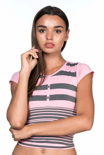 PEMBE GRİ MI Emay 5026 Soft Seamless T Shirt - 1