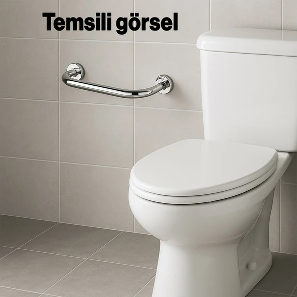 Tutunma Barı 19 Çap 30cm Paslanmaz Çelik Krom Banyo Tuvalet Güvenlik Destek Aparatı Engelli Tutamağı - 3