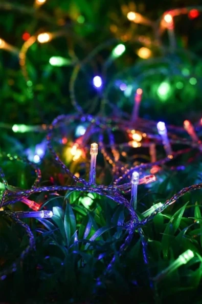 RGB Led Işık Yılbaşı Parti süs Dekoratif Led Eklemeli Fişli Yılbaşı Ağaç Süs Işığı 10 Metre - 3