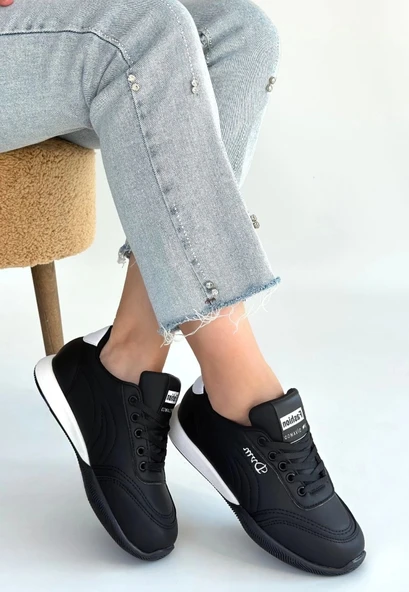 BİÇOMİ Tawen Siyah Cilt Bağcıklı Spor Ayakkabı ürün görseli 1