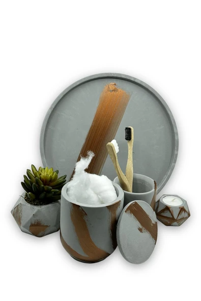 Rose Antrasit Beton Banyo Seti - Resim 2