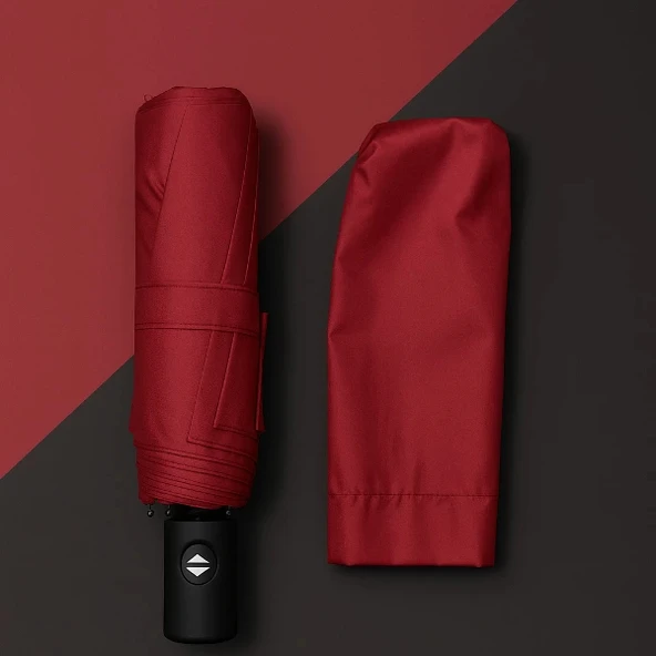 Bordo Kılıflı Otomatik Kompakt Şemsiye - Resim 2