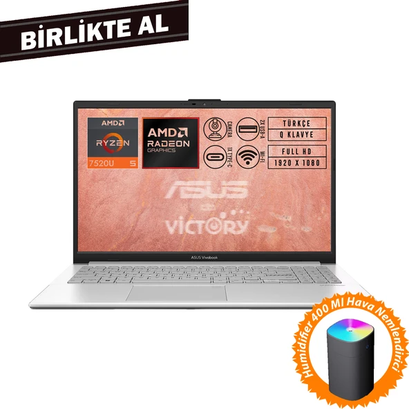 Asus Vivobook Go 15 AMD Ryzen 5 7520U 8GB 1TB SSD 15.6" W11P + Hava Nemlendirici E1504FA-BQ1741 017
