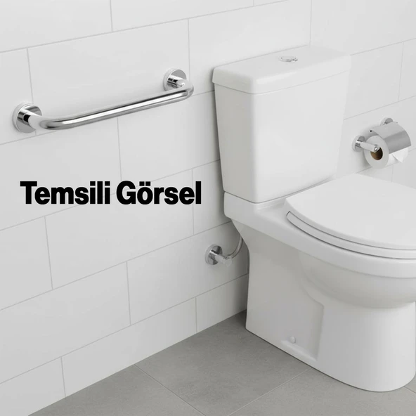 Tutunma Barı 19 Çap 30cm Paslanmaz Çelik Krom Banyo Tuvalet Güvenlik Destek Aparatı Engelli Tutamağı - 4
