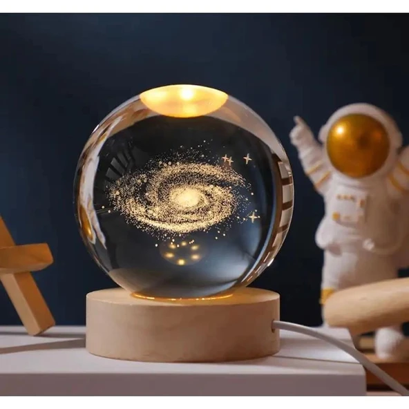 pilelistore Samanyolu Renk Değiştiren Işıklı Cam Küre 8cm