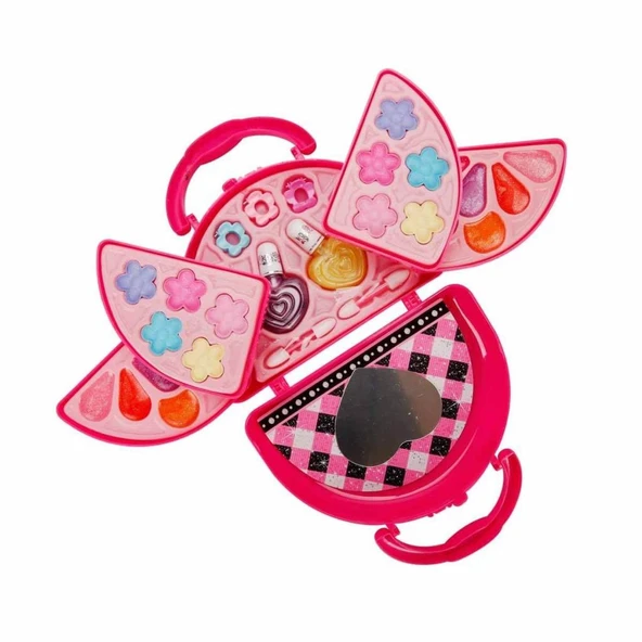 4278 3 Katlı Pembe Çantalı Makyaj Seti -NessiWorldman ürün görseli