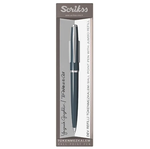 Scrikss Basmalı Tükenmez Kalem Kutulu Dışı Mavi ürün görseli 1