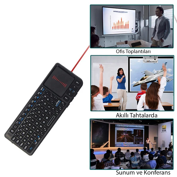 Yeni Tasarım Kablosuz Mini Akıllı Klavye Tv Televizyon PS4/PS5/XBOX/PROJEKSİYON Lazer İşaretleyici - 2