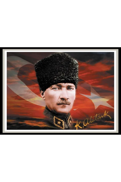 Atatürk Ahşap Duvar Posteri - 1