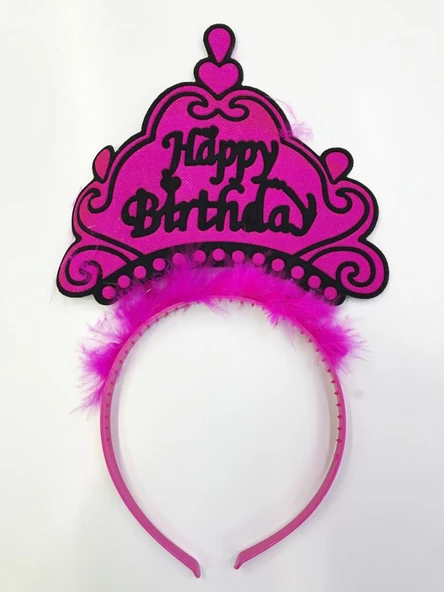 Happy Birthday Yazılı Neon Renk Taç 12 Adet - Resim 4