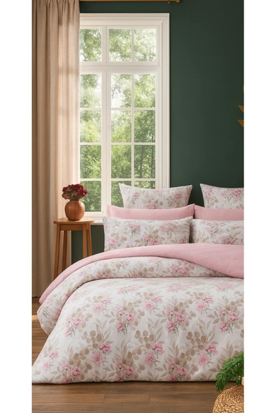 Gül Buketi Pamuklu Çift Kişilik Nevresim Takımı Model33166668 - Resim 2