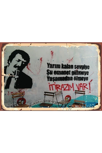 Müslüm Gürses Itirazım Var - Retro Ahşap Poster - 1