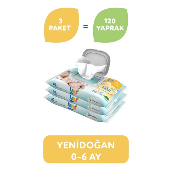 Uni Baby Yenidoğan Islak Havlu Mendil 3Lü 120 Yaprak - Resim 2
