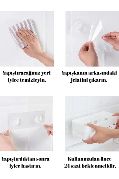 2 Adet Yapışkanlı Köşeli Raf, Vidalama Gerektirmeyen Banyo Duş Şampuan Mutfak Baharat Rafı Gri - 5